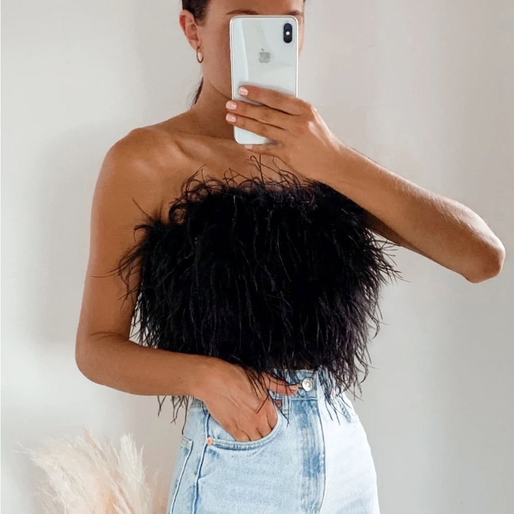 NASTY GAL feather boa corset top